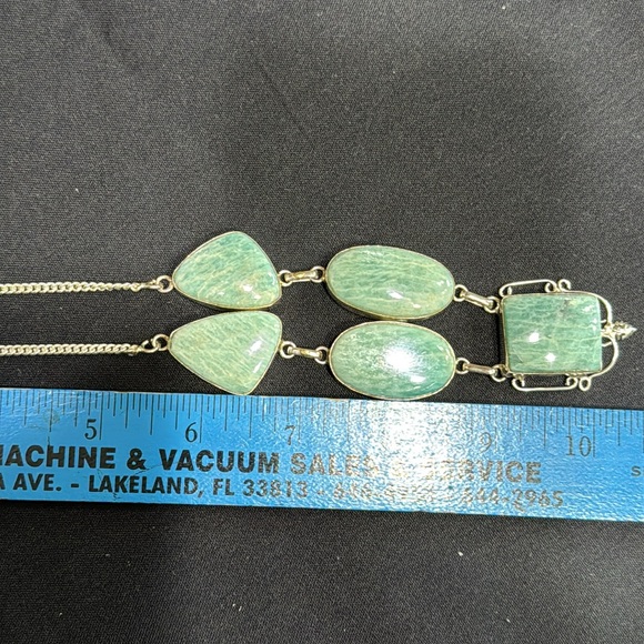 (M) NWOT 925 SS Green Amazonite Necklace & bracelet - Picture 5 of 6
